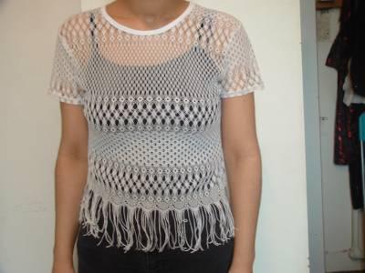  T-shirt blanc en crochet